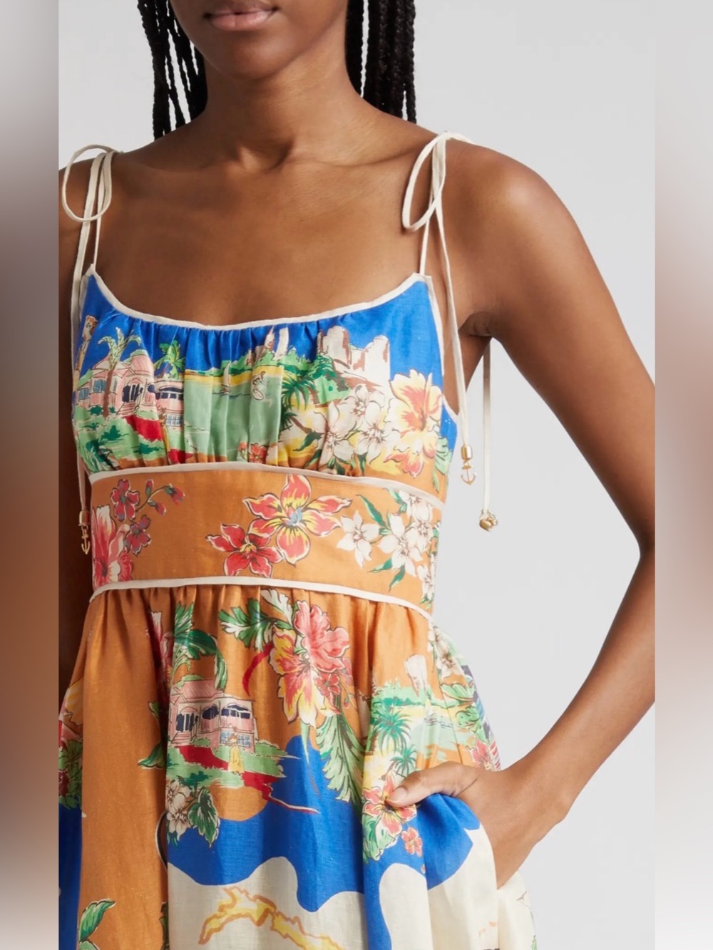 [White Lotus] NWOT
ZIMMERMANN Alight Picnic Linen Midi Dress Nautical Map AU3 L - Picture 5 of 14